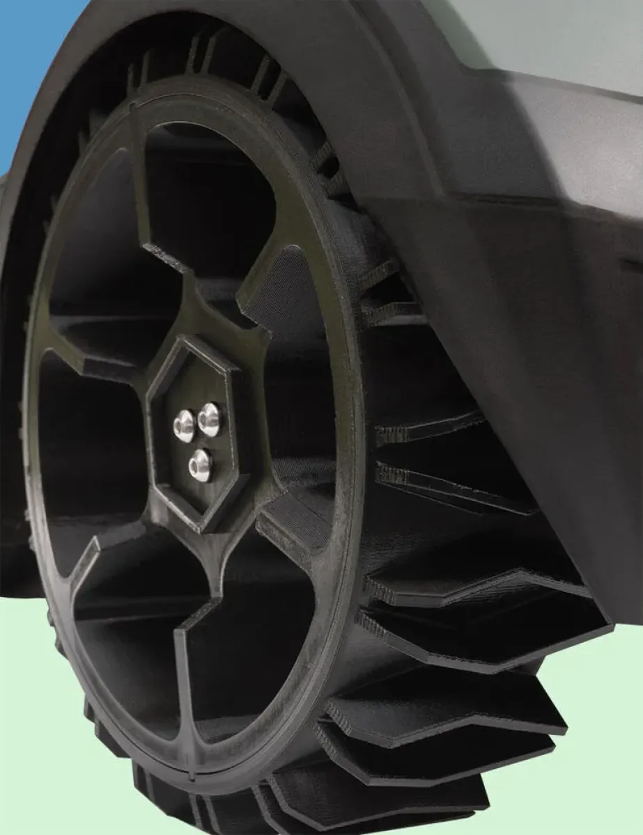 anyprint3d Offroad-Antriebsrad für Bosch Indego – Felge und Lauffläche in Schwarz für einen dezenten Look.